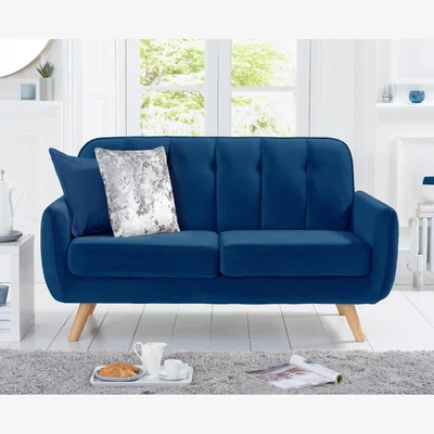 Oak&More Ex-display Camila Blue Velvet 2 Seater Sofa