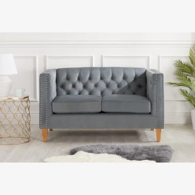 Oak&More Plano Grey Velvet Medium Sofa