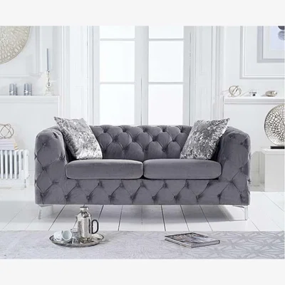 Oak&More Ex-display Amara Grey Velvet 2 Seater Sofa