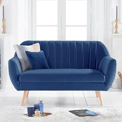 Oak&More Latimer Blue Velvet 2 Seater Sofa