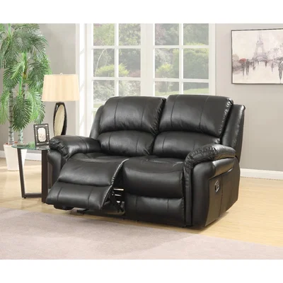 Oak&More Finchley Black Leather 2 Seater Sofa
