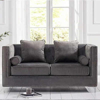 Oak&More Amelie Grey Velvet 2 Seater Sofa