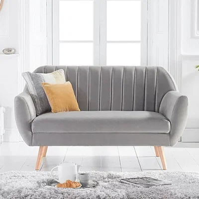 Oak&More Latimer Grey Velvet 2 Seater Sofa