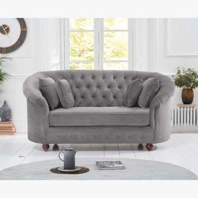Oak&More Apsley Chesterfield Grey Velvet 2 Seater Sofa