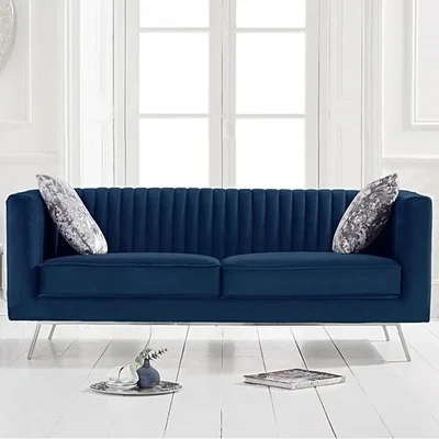 Oak&More Danube Blue Velvet 2 Seater Sofa
