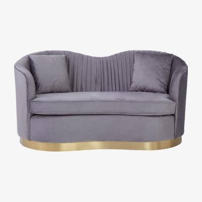 Olivia's Olivia's Fleur 2 Seater Sofa Gold Metal Base Velvet Grey