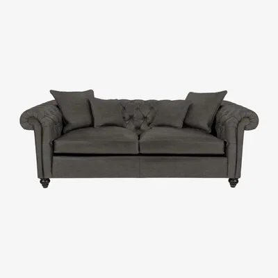 Olivia's Duresta Connaught Leather Medium Sofa / Graphite
