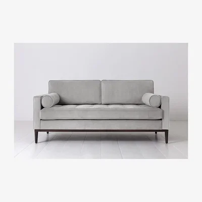 Olivia's Swyft Model 02 Velvet 2 Seater Sofa in Light Grey
