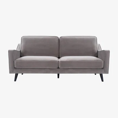 Olivia's Twenty Ten Daffy Stone Grey Velvet 2.5 Seat Sofa