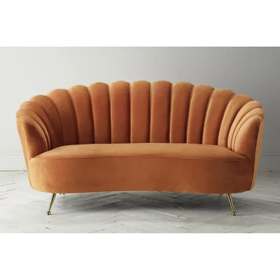 Perch and Parrow Brooke Velvet Sofa in Rust Orange