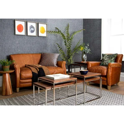 Perch and Parrow Remington Leather Sofa in Vintage Brown