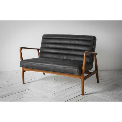 Perch and Parrow Scott Two-Seater Leather Sofa in Graphite