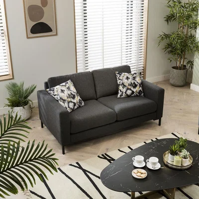 Quatropi Quatropi Modern 2 Seater Sofa Dark Grey - In Stock Quick Delivery