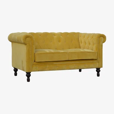 The Range Velvet Chesterfield 2 Seater Sofa - Mustard