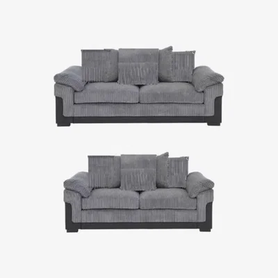 The Range Phoenix Fabric and Faux Leather 3 Seater plus 2 Seater Sofa Set  - Grey
