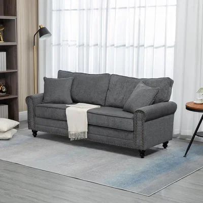 The Range 2 Seater Sofas Fabric Sofa with Nailhead Trim - Grey
