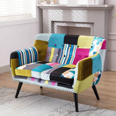 The Range WestWood Patchwork Sofa Chair Suite Set Retro Multicolour - Multicolor / 2