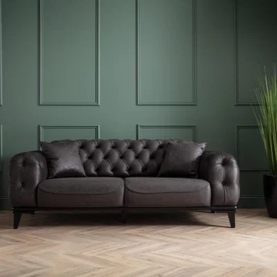 The Range Triumph 2 Seater Sofa Faux Leather Charcoal - Charcoal