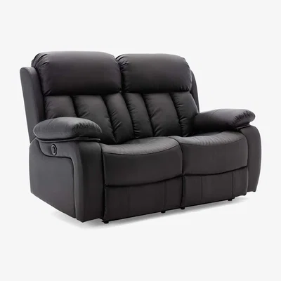 The Range Chester Electric High Back Luxury Bond Grade Leather Recliner 2 Seater Sofa  - Black
