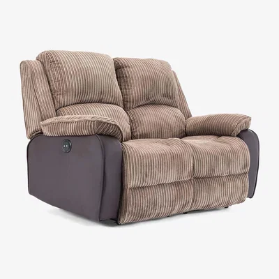 The Range Postana Electric High Back Jumbo Cord Fabric Recliner 2 Seater Sofa - Brown