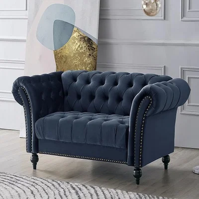 The Range Mayfield Velvet Fabric 2 Seater Sofa - Midnight Blue Velvet
