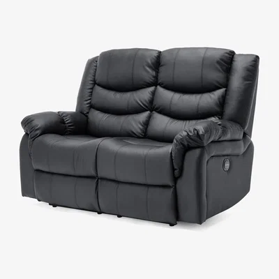 The Range Seattle High Back Electric Bonded Leather Recliner 2 Seater Sofa - Black