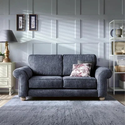The Range Ingrid 2 Seater Sofa in Braided Chenille - Dark Blue