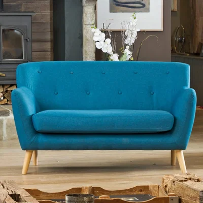 The Range Lynwood 137cm Wide Scandi Style Hessian Fabric 2 Seat Sofa - Teal