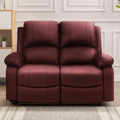 The Range Bonded Leather Reclining 2 Seater Sofa - Red