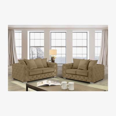 The Range Owen 3 & 2 Seater Sofa in Plush Velour Velvet Fabric - Parchment