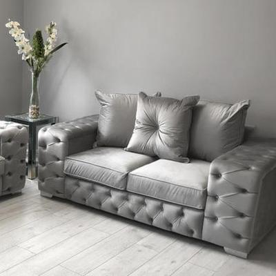 The Range Ashton Velvet Chesterfield 2 Seater Sofa - Grey