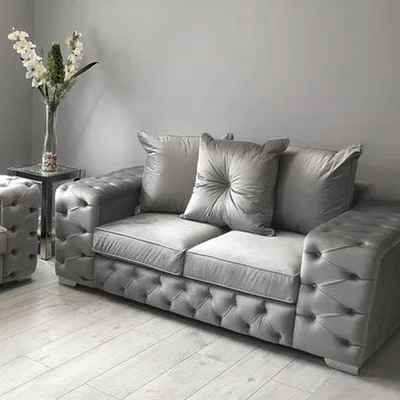 The Range Ashton Velvet Chesterfield 2 Seater Sofa - Grey