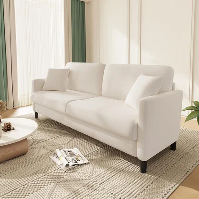 The Range 2 Seater Sofa Soft Teddy Velvet  - Creamy White