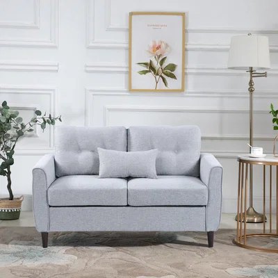 The Range Traditional Double Sofa with Spring Padded Cushion  - Light Grey