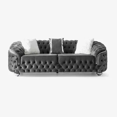The Range Bursa Velvet 2 Seater Chesterfield Sofa - Grey