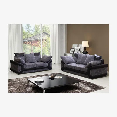 The Range Dino 3 and 2 Seater Sofa Set  - Black-Grey