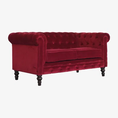 The Range Velvet Chesterfield 2 Seater Sofa - Red Wine
