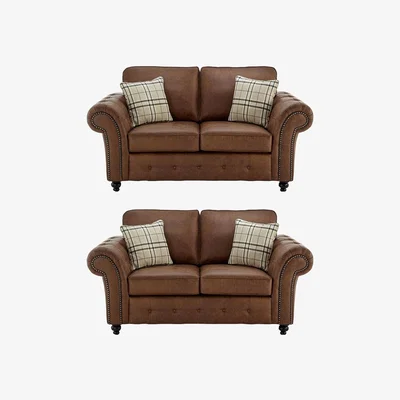 The Range Oakland 2 Seater and 2 Seater Sofa Set - Brown