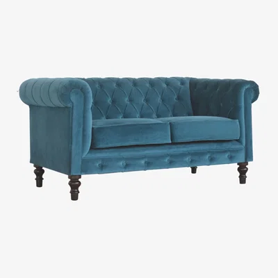 The Range Velvet Chesterfield 2 Seater Sofa - Teal