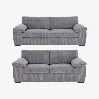 The Range Amara Modern Jumbo Cord 32 Sofa Set - Grey