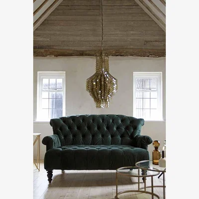 Rockett St George Forest Green Velvet 2 Seater Sofa