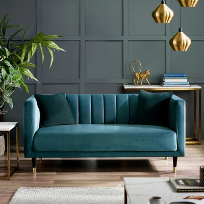 The Range Salma Scalloped Back 2 Seater Sofa - Teal