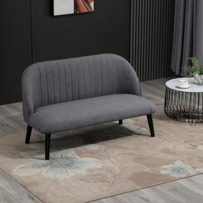 The Range Linen Simple 2 Seater Sofa with Wooden Legs - Grey