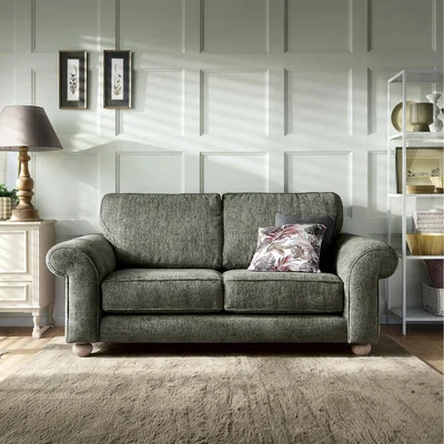 The Range Ingrid 2 Seater Sofa in Braided Chenille - Rifle Green