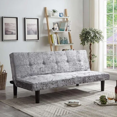 The Range Single Crush Velvet Sofa Bed Silver Gold Steel Black - Steel