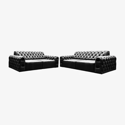 The Range Mivi Chesterfield 3 and 2 Seater Sofa Set - Black