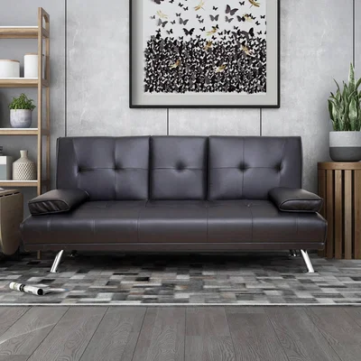 The Range WestWood Faux Leather Manhattan Sofa Bed - Black