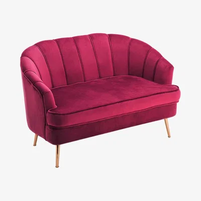 The Range Modern Velvet Double Tub Chair Sofa - Wine Red