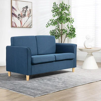 The Range Double Seat Sofa Loveseat Couch 2 Seater Sofa with Legs - Blue