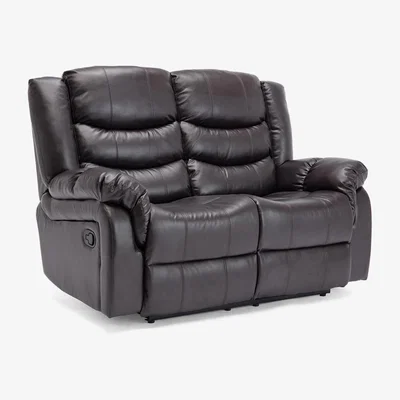 The Range Seattle Manual High Back Bonded Leather Recliner 2 Seater Sofa - Brown